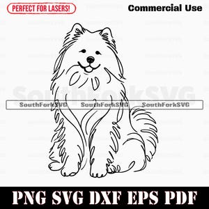 Samoyed Minimal Line Art svg png dxf eps pdf | arquivo de corte de gráfico vetorial a laser clip art | download digital instantâneo uso comercial