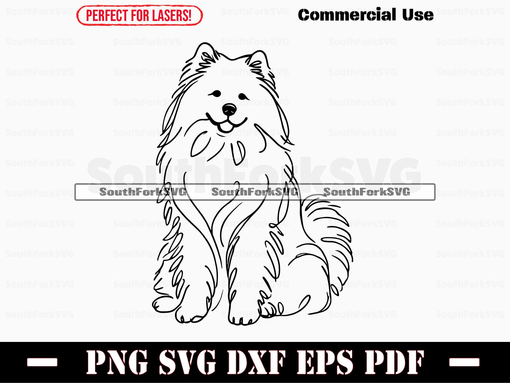 Samoyed Minimal Line Art Svg Png Dxf Eps Pdf | Vector Graphic Cut File ...