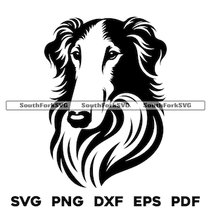 Barsoi Hundekopf Design | svg png dxf eps pdf | Vektorgrafik Datei Laser Clip Art schneiden | sofortiger digitaler Download kommerzielle Nutzung