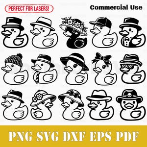 Cute Cartoon Rubber Ducks in Hats Bundle svg png dxf pdf eps | vector graphic design cut print dye sub laser file commercial use