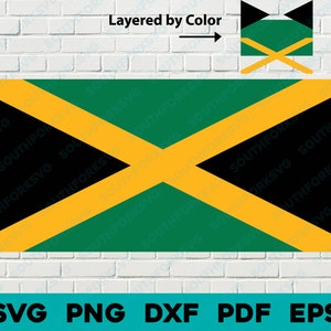 Jamaica National Flag Layered by Color svg png dxf eps pdf vector graphic design cut print dye sub cnc laser engrave digital files