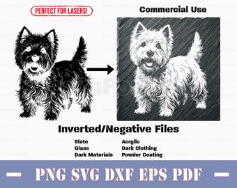 Inverted West Highland White Terrier Westie svg png dxf eps pdf | vector graphic print laser engrave etch instant download commercial use