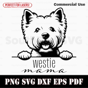 Westie Mama späht Hund svg png dxf eps pdf | Vektorgrafik Datei Laser Clip Art schneiden | digitaler Download kommerzielle Nutzung