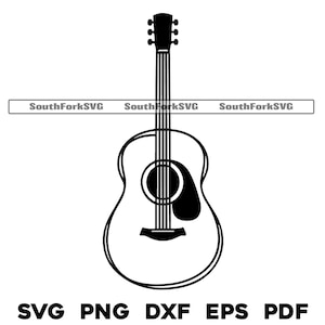 Lijntekeningen akoestische gitaar | svg png dxf eps pdf vectorafbeelding gesneden bestand laser illustraties | direct digitaal downloaden voor commercieel gebruik