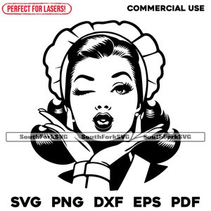 Style rétro Kissy Face Girl svg png dxf eps pdf Coupe impression gravure laser teinture CNC Sub vinyle | Téléchargement instantané Utilisation commerciale