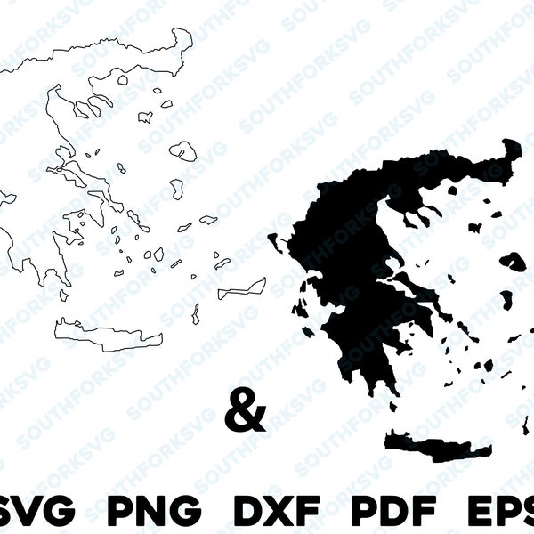 Greece Country Silhouette & Outline Shapes svg png dxf pdf eps vector graphic design cut engrave laser file image map Europe