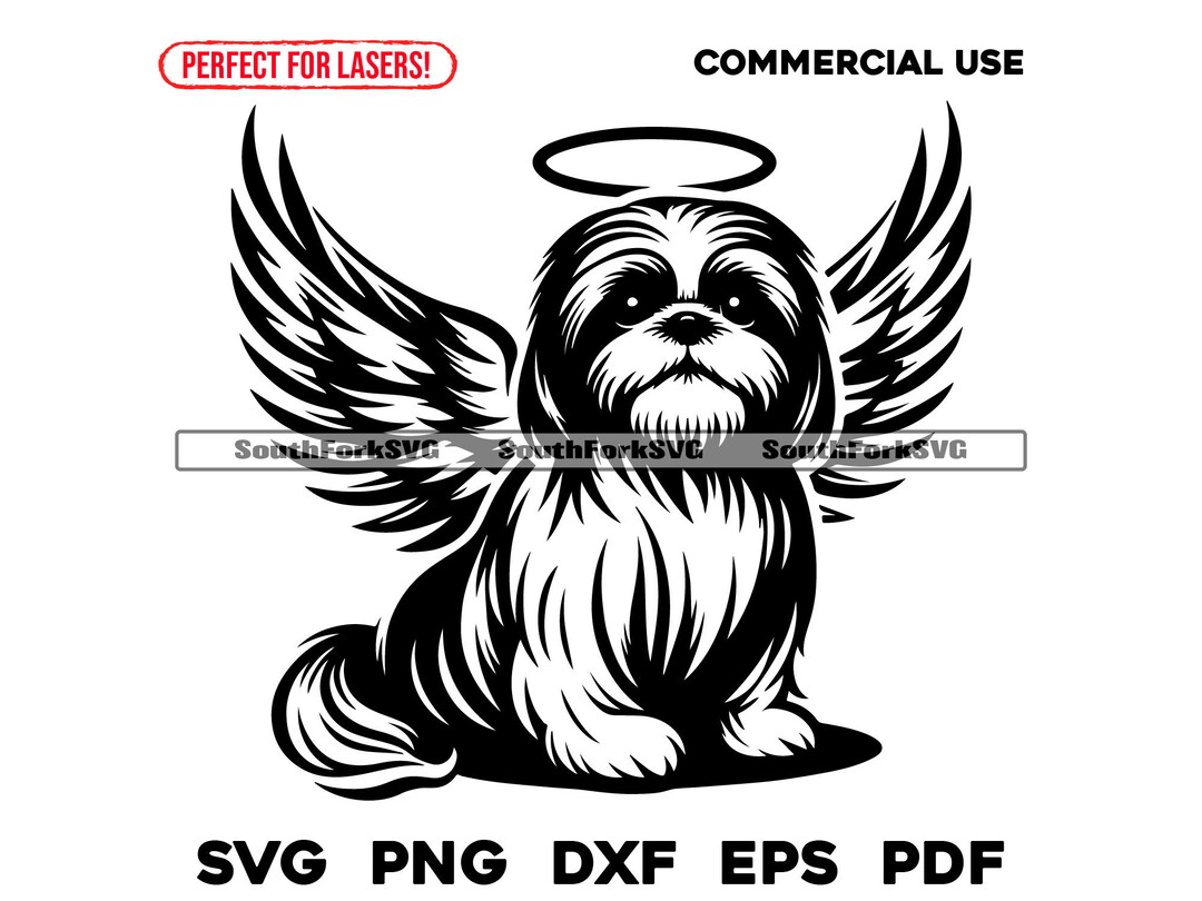 Shih Tzu Angel Wings and Halo Design Svg Png Dxf Eps Pdf | Vector ...