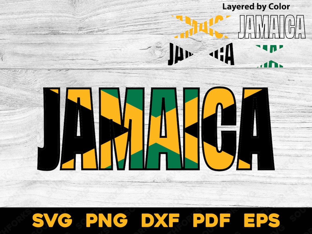 Jamaica Jamaican Flag Name Design Svg Png Dxf Eps Pdf Vector Graphic