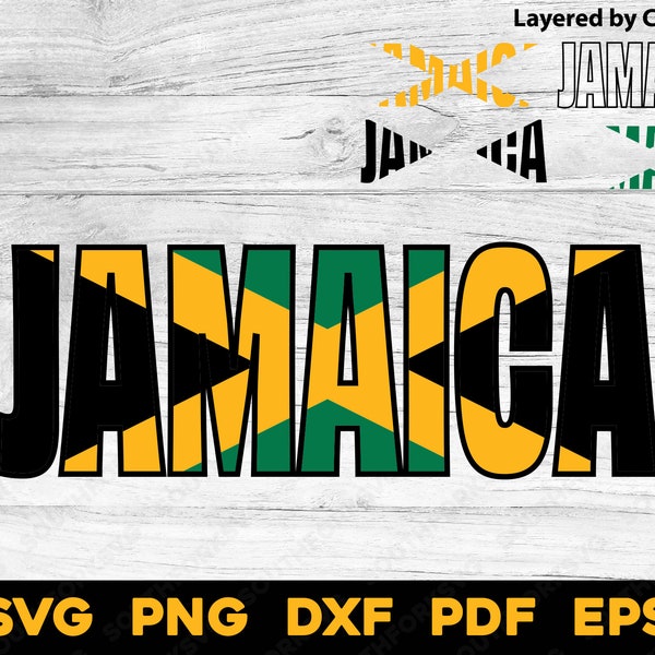 Jamaica Jamaican Flag Name Design | svg png dxf eps pdf | vector graphic design cut print dye sub cnc laser engrave digital files