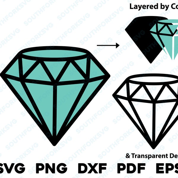 Diamond Gem Jewel svg png dxf eps pdf Layered By Color Cut File Silhouette outline diamond ring jewelry gem bling money hustle