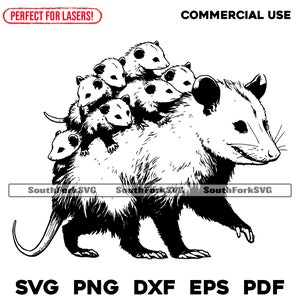 Laser Gravur Dateien Mama Opossum Trage Babys svg png dxf eps pdf | 30 x 30 Graphik geschnitten print Dye sub Laser cnc Dateien kommerzielle Nutzung