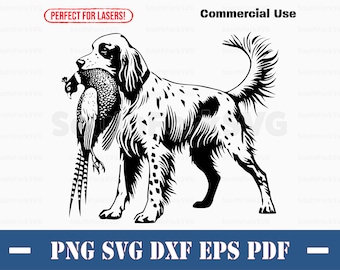 English Setter Pheasant Hunting Dog svg png dxf eps pdf | vector cut file laser clip art instant download commercial use
