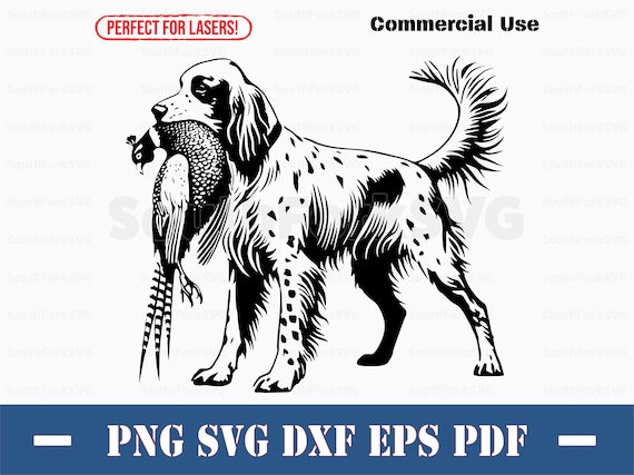 English Setter Pheasant Hunting Dog svg png dxf eps pdf | vector cut file laser clip art instant download commercial use