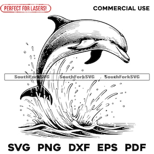 Lasergraveerbestand Dolphin Jumping | svg png dxf eps pdf | transparant vector grafisch ontwerp gesneden print kleurstof sub commercieel gebruik