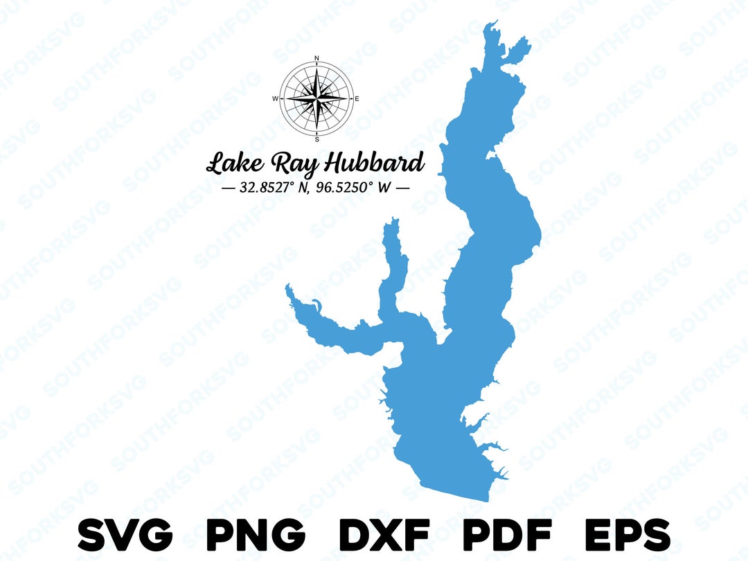 Lake Ray Hubbard Dallas Texas Map Shape Silhouette Svg Png Dxf Etsy