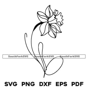 Narzisse Blume Linie Kunst Design | svg png dxf eps pdf | Vektorgrafik Datei Laser Clip Art schneiden | sofortiger digitaler Download kommerzielle Nutzung