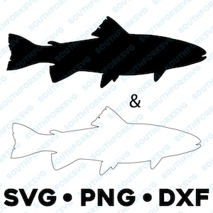 Trucha silueta contorno SVG PNG DXF arco iris arroyo marrón salmón vector diseño gráfico transparente pesca caza al aire libre naturaleza bajo mosca