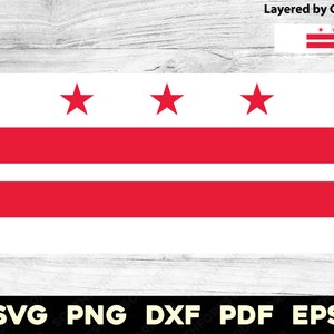 Vlag van Washington DC svg png dxf eps pdf | gelaagd op kleur vector grafisch ontwerp gesneden print kleurstof sub laser graveren digitale bestanden