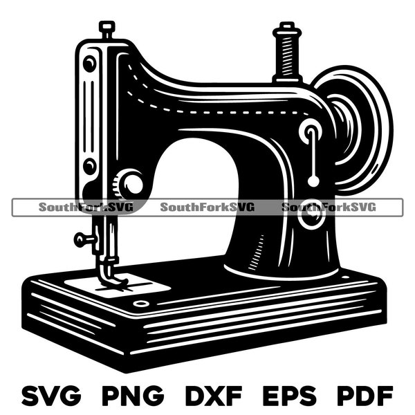 Vintage Sewing Machine Design | svg png dxf eps pdf | vector graphic cut file laser clip art | instant digital download commercial use