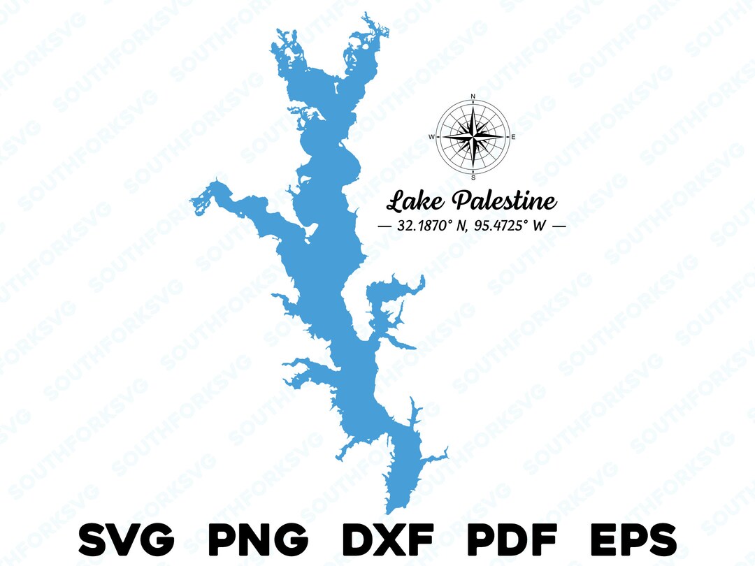 Lake Palestine Texas Map Shape Silhouette Svg Png Dxf Pdf Eps Vector