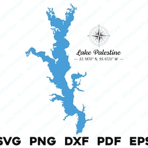 Lago Palestina Texas mappa forma sagoma svg png dxf pdf eps disegno grafico vettoriale taglio incisione laser file immagine barca casa sul lago