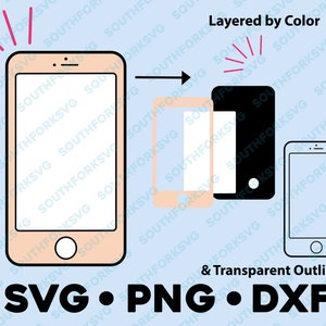 Lindo teléfono celular rosa SVG PNG DXF en capas por color Archivo de corte Silueta Clip Art Vector Gráfico Icono Selfie Smartphone Texto Bff