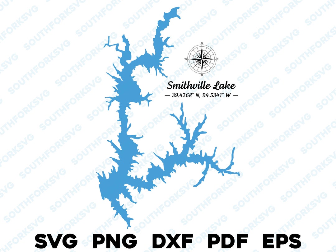 Smithville Lake Missouri Map Shape Silhouette Svg Png Dxf Pdf Eps Vector Graphic Design Cut