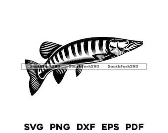 Muskie, Muskellunge Fish | svg png dxf eps pdf | transparent vector graphic design cut print dye sub laser engrave files commercial use