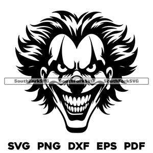 Creepy Clown svg png dxf eps pdf / diseño gráfico vectorial transparente corte impresión tinte sub láser grabar archivos uso comercial