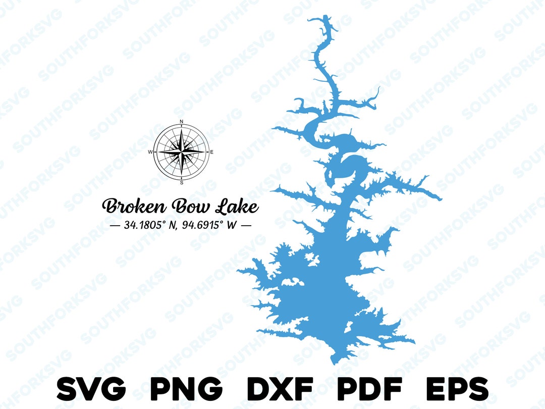 Broken Bow Lake Oklahoma Map Shape Silhouette Svg Png Dxf Pdf Eps