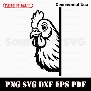 Peering Chicken svg png dxf eps pdf | vector graphic cut laser clip art dye sub print file instant digital download commercial use