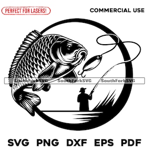Karpervissen Logo svg png dxf eps pdf | transparant vector grafisch ontwerp gesneden print kleurstof sub laser graveerbestanden commercieel gebruik
