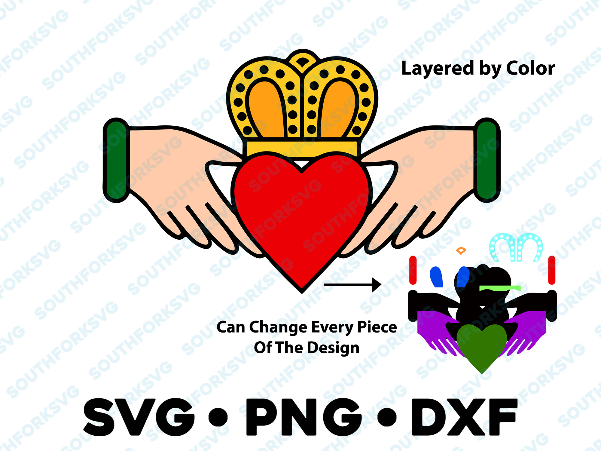 Claddagh Irish SVG Love Friendship Marriage Faith PNG DXF vector transparent  cameo silhouette cut file saying htv vinyl decals