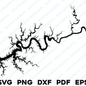 Lago Cumberland Kentucky Mapa Forma Silueta svg png dxf pdf eps vector diseño gráfico corte grabado archivo láser imagen barco lago casa