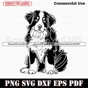 Berner Sennenhund Linie Kunst | svg png dxf eps pdf | Vektorgrafik geschnitten Laser ClipArt | sofortiger digitaler Download kommerzielle Nutzung
