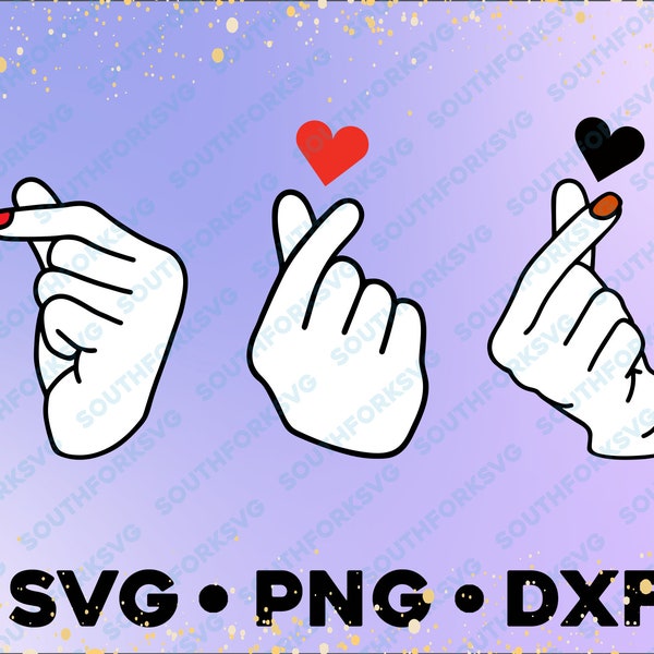 Kpop Finger Heart SVG PNG DXF Bundle Layered by Color Cut File  Silhouette Music Love Boy Band Korean Hand Gesture Sign Commercial Use