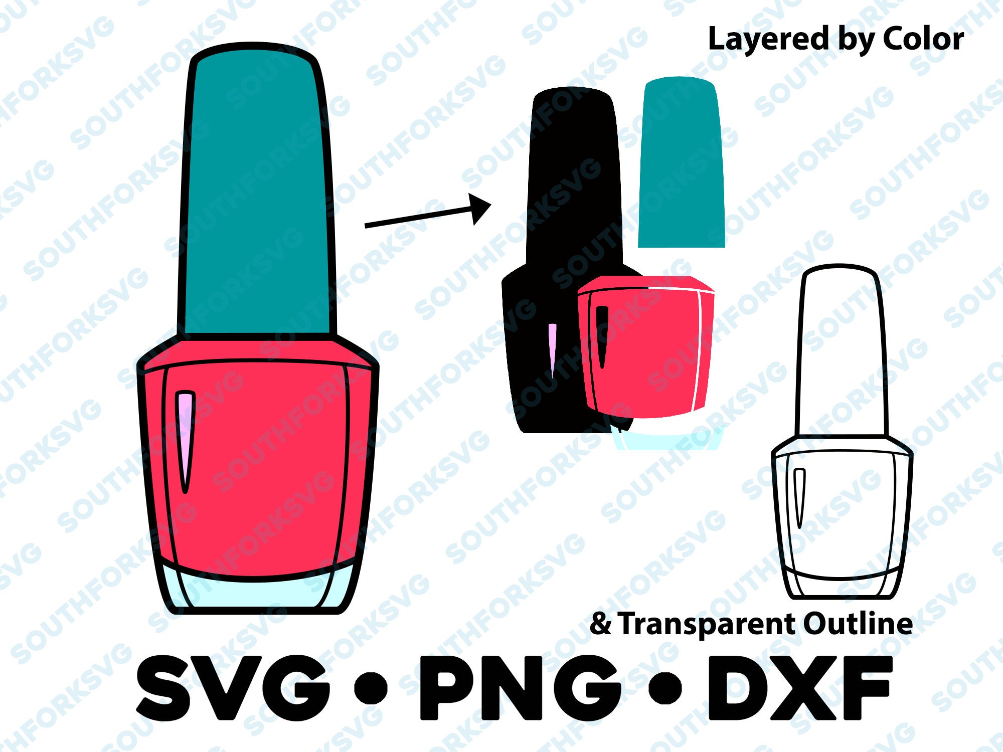 Esmalte de uñas Maquillaje SVG PNG DXF Capas por color Archivo de corte ...