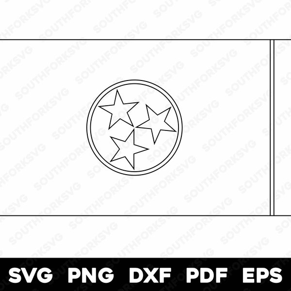 Tennessee TN State Flag Transparent Outline | svg png dxf eps pdf | vector graphic design cut print dye sub laser cnc engrave digital files