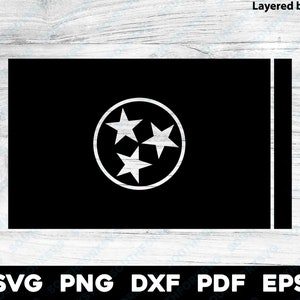 Vlag van Tennessee TN zwart transparant | svg png dxf eps pdf | vector grafisch ontwerp gesneden print dye sub laser cnc digitale bestanden downloaden