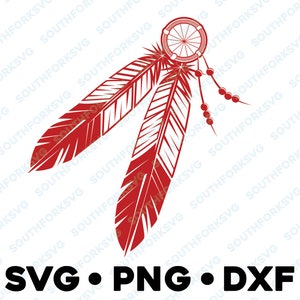 Łapacz snów z piór SVG PNG DXF Plik do cięcia sylwetki Cameo boho Indian strzałka nakrycie głowy paw ptak rodzimy duch plemienny