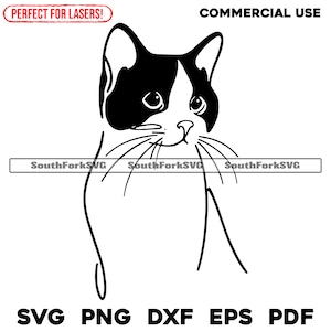 Arte lineal minimalista de gato esmoquin / svg png dxf eps pdf / archivo de corte gráfico vectorial clip art láser / descarga digital instantánea para uso comercial