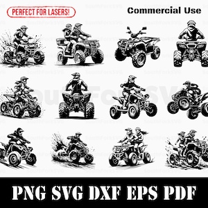 ATV Quad 4 Four Wheeler Bundle svg png dxf eps pdf | vector graphic design cut print dye sub laser engrave digital files commercial use