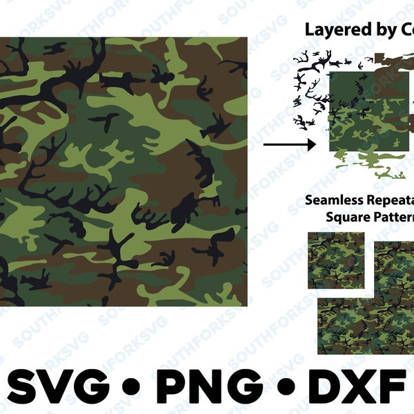 Camo Camouflage Camoflage Seamless Repeatable Pattern SVG PNG DXF vector graphic cut file  military svg, army svg, hunting svg,