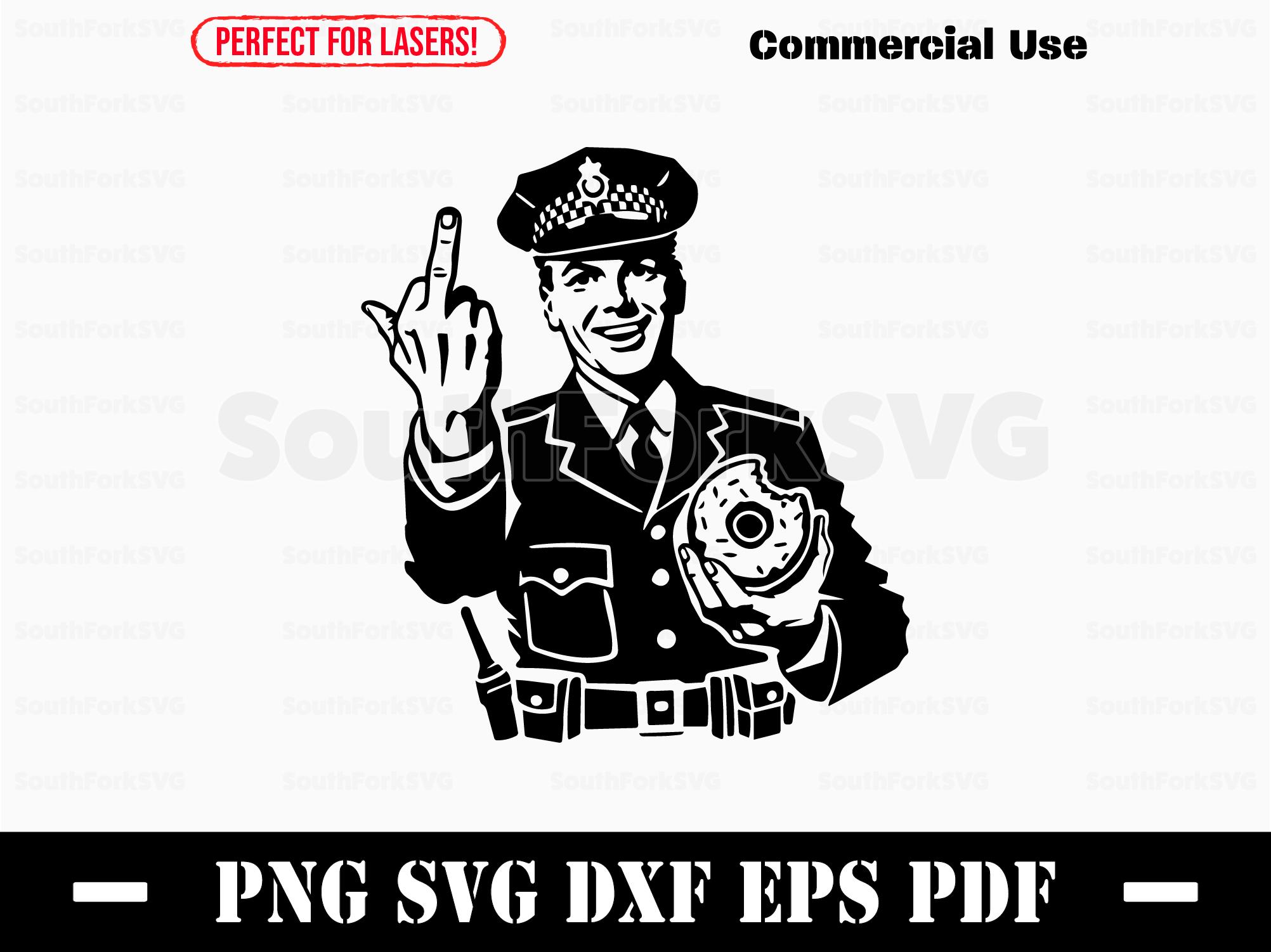 Police Officer Cop Middle Finger Svg Png Dxf Pdf Eps | Vector Graphic ...