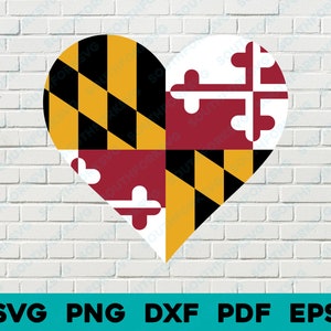 Maryland State Flag Heart svg png dxf eps pdf vector graphic design digital file U.S. 50 State Flags USA America United States Flags
