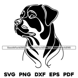 Rottweiler-lijnkunstontwerp | svg png dxf eps pdf vectorafbeelding gesneden bestand laser illustraties | direct digitaal downloaden voor commercieel gebruik