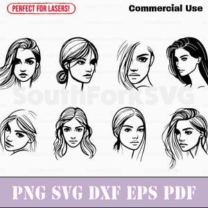 Vrouwen Model schoonheid ontwerpen svg png dxf eps pdf | vectorafbeelding knippen afdrukken kleurstof sub laser graveren illustraties commercieel gebruik