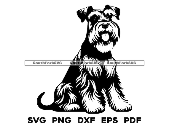 Miniature Schnauzer Dog Sitting Design Svg Png Dxf Eps Pdf