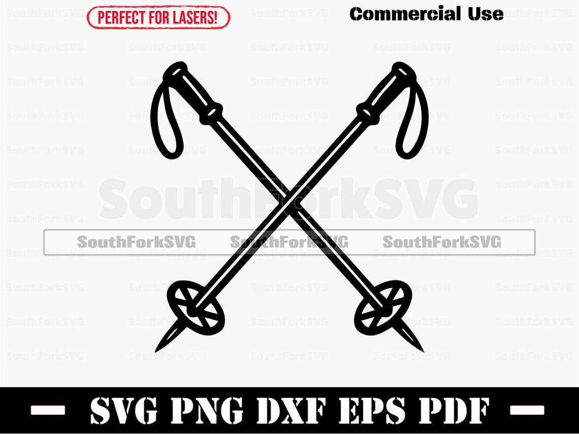 Crossed Ski Poles Svg Png Dxf Pdf Eps | Cut Print Laser Digital File ...