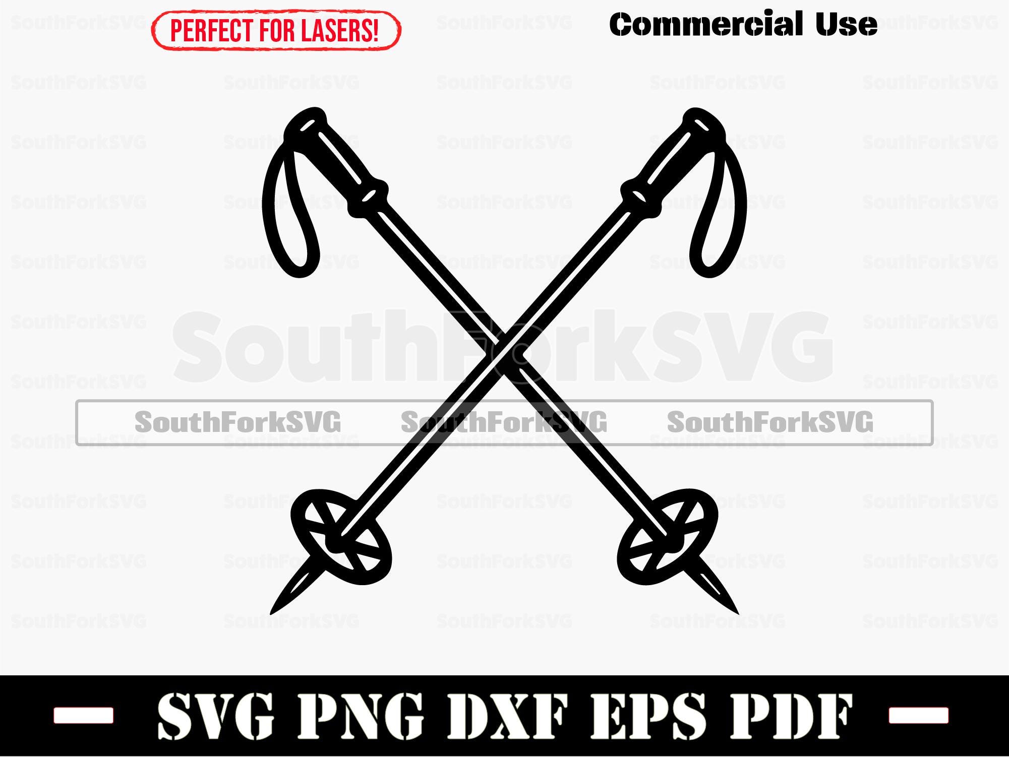 Crossed Ski Poles Svg Png Dxf Pdf Eps | Cut Print Laser Digital File ...